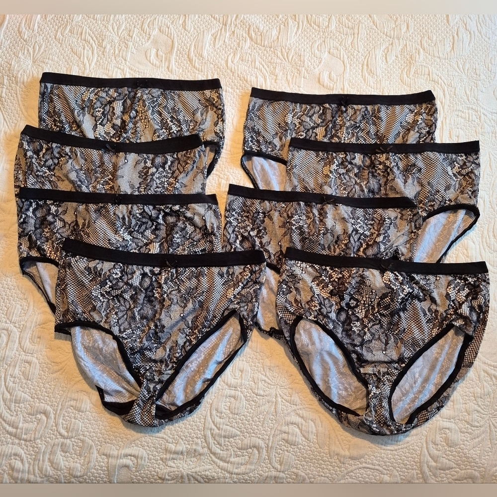 Cacique women's size 14/16 No Show Full Brief, 7 pairs black/white NOT Lace NWOT